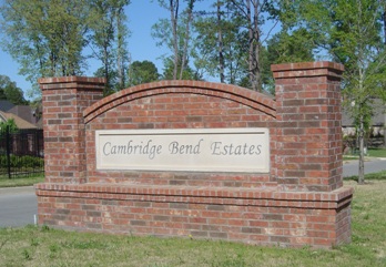 Entrance to Cambridge Bend Estates, Tyler, Texas